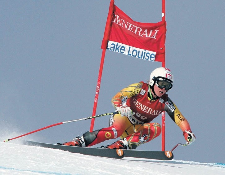 Tess Davies makes her World Cup debut in the downhill at Lake Louise.