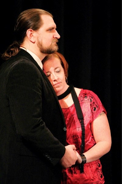 Simon Steele, left, and Jodie Russell in Arthur Miller’s Elegy For a Lady, directed by Joe Morris.