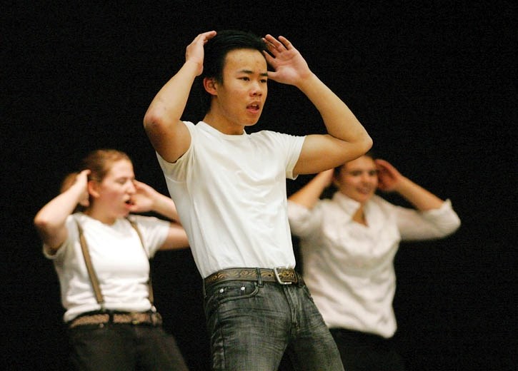 Gabriel Kan as Kenickie in the Banff Community High School production of Grease.
