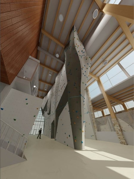 Artist’s rendering of the Elevation Place climbing wall.
