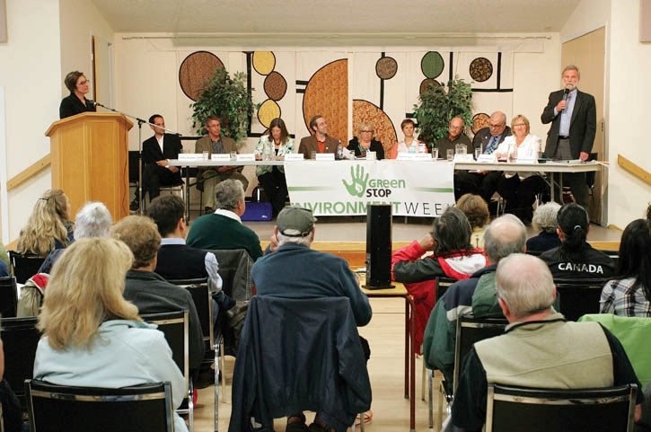 Mayor and council candidates field questions at Tuesday evening’s (June 5) forum at Creekside Hall in Canmore.
