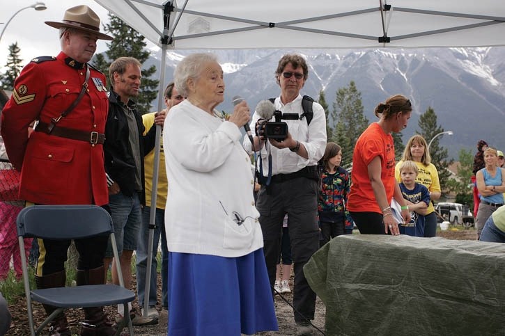 May Riva, who passed away on Sunday (June 10) shares her thoughts during the unveiling of the 2010 May Riva Community Park in Canmore.