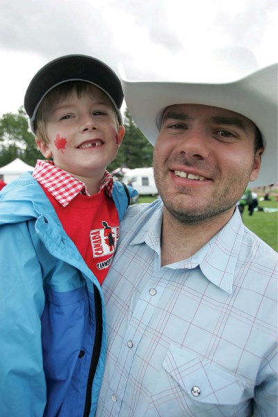 Jan Hudec celebrates Canada Day with son Oaklee.
