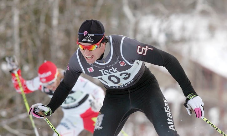 Russell Kennedy competes in the heats of the World Cup selection sprint race at the Canmore Nordic Centre on December 1.