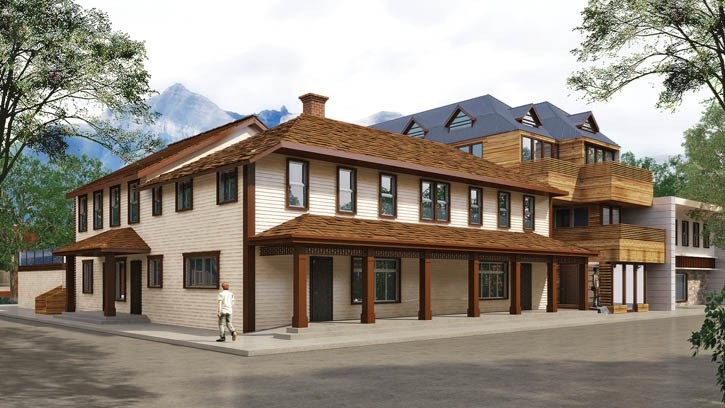 An architectural rendering of how the Canmore Hotel, built in 1890, will appear once the restoration project, including construction of a new, three-storey addition, is