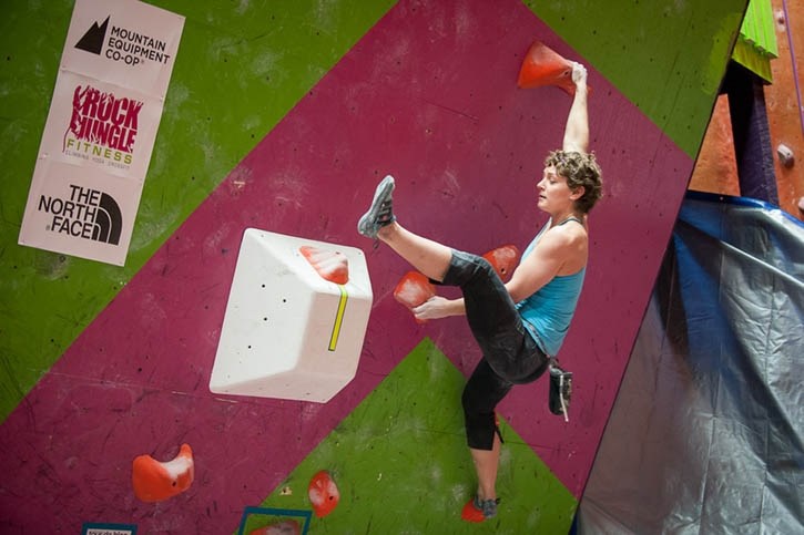 Stacey Weldon, new assistant coach of Canada’s junior climbing team, at the 2013 MEC Canadian Bouldering Championships in Edmonton, April 6-7. For more on the championship