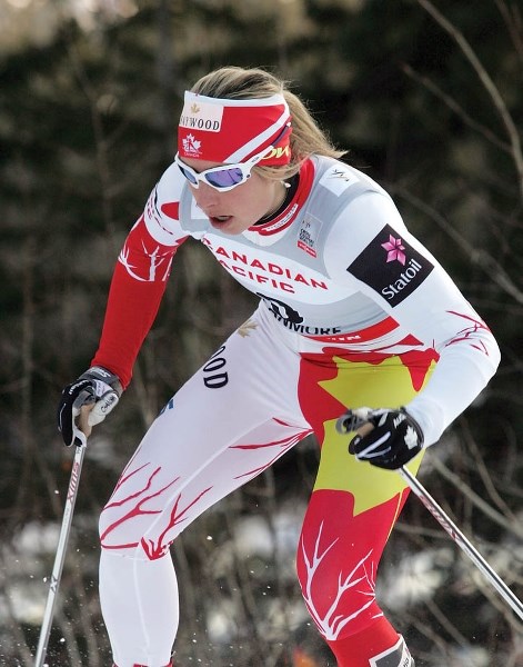 Chandra Crawford races during this past season’s World Cup events at the Canmore Nordic Centre.