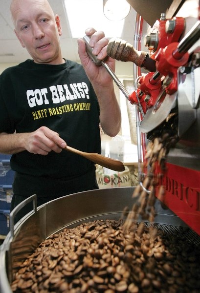 Banff Roasting Company owner Marten Brenner seen during the roasting and testing process.