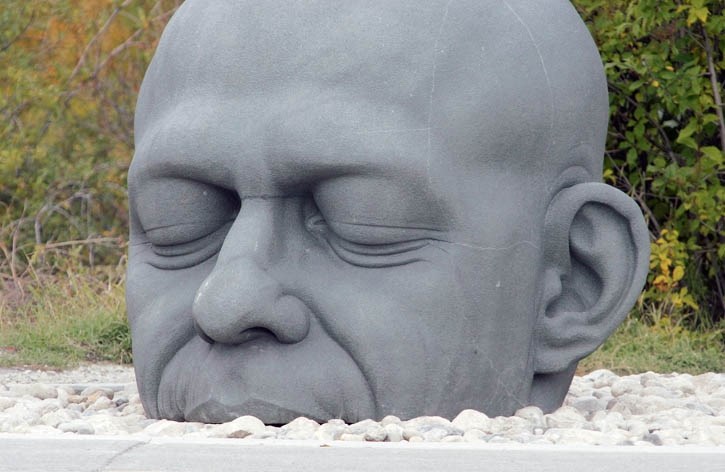 Canmore’s Big Head sculpture will turn five this year.