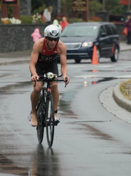 Simon Schaertz races to victory in the Banff Triathlon’s Olympic distance.