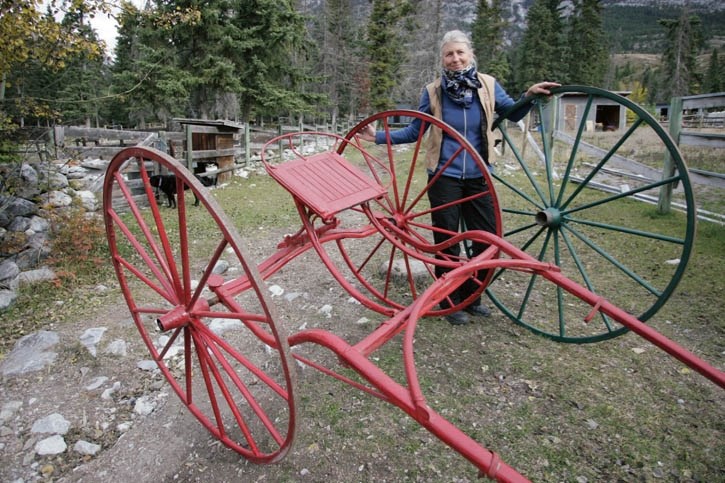 Wendy Bush with two 19th century sulkies destined for the Remington Carriage Museum.