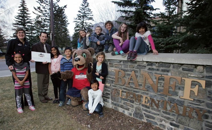Banff Elementary School students receive $10,000 from the Wim and Nancy Pauw Foundation.