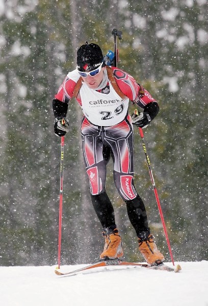 Robin Clegg competes in Friday’s (Nov. 8) Biathlon Canada time trial at the Canmore Nordic Centre.