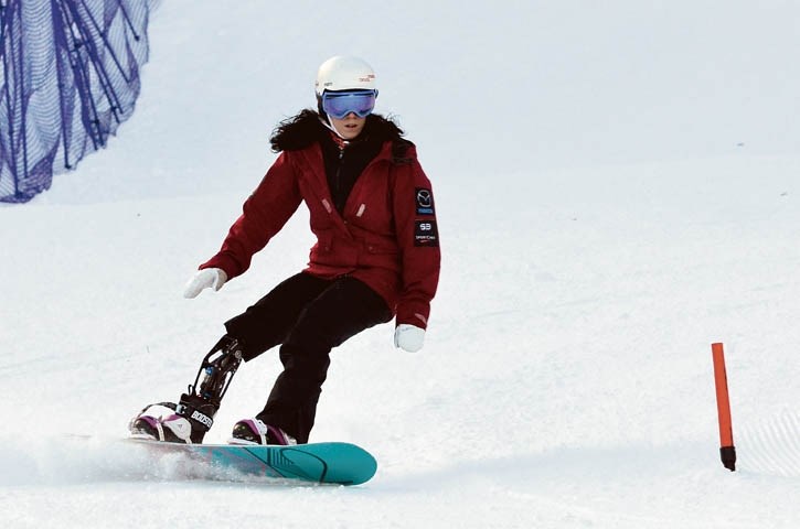 Para-snowboarder Michelle Salt goes through her paces at Mount Norquay Sunday (Nov. 24).