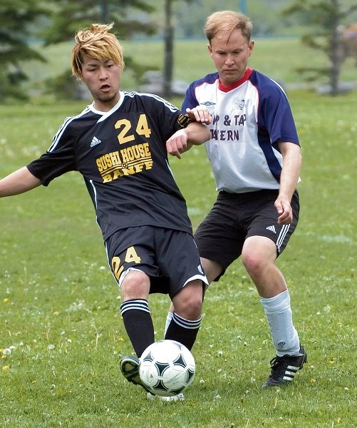In a hard-fought match, Banff Sushi House managed to defeat the Pump and Tap 2-1 during Bow Valley Soccer League action, Sunday (June 29).