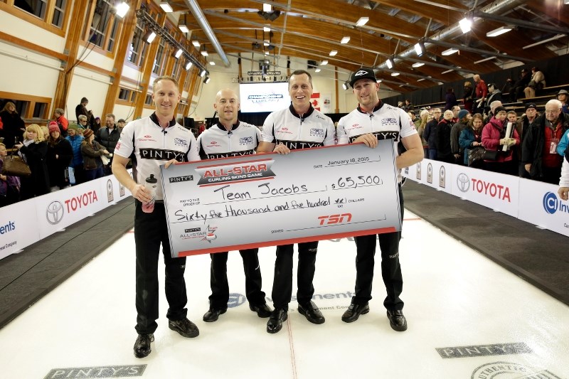 Ontario’s Brad Jacobs rink, with a cheque for $65,600.