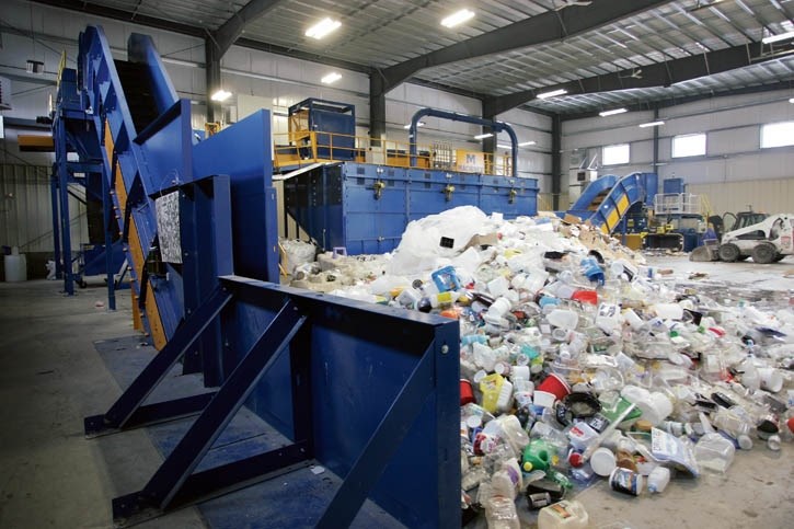 Recycling gets sorted at Canmore’s wastre transfer and materical recycling facility.