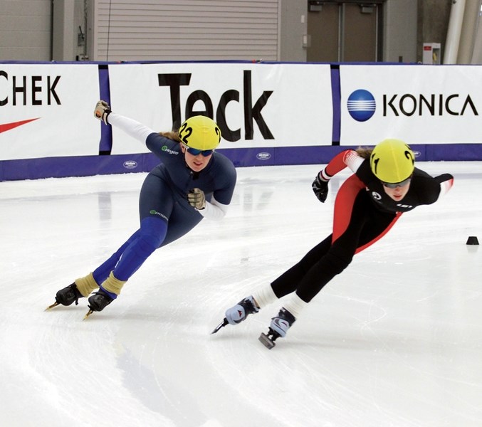 Siobhan Mellors (L) in action at the Canada Winter Games.