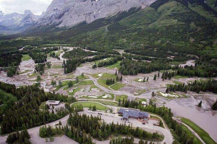 The Kananaskis golf course immediately after the June 2013 flood.