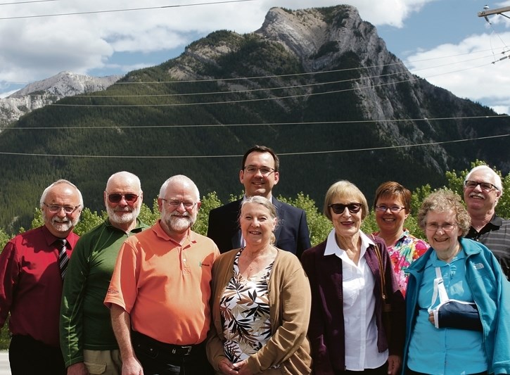 Reeve for the MD of Bighorn Dene Cooper and Councillor Paul Ryan joined the Heart Mountain GoGetters in meeting MP Blake Richards and accepting $25,000 from the New Horizons