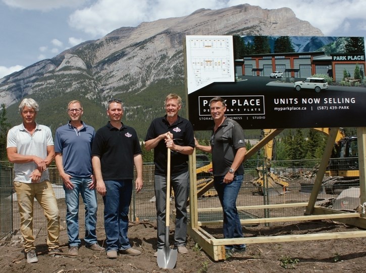 John Hunter, Doug Stephen, Neil Andersen, Blair Nutting and Frank Kernick held a ground-breaking ceremony on Saturday (June 6) for the Park Place storage, business and studio 