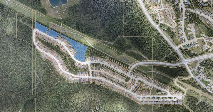The three lots in the Peaks of Grassi neighbourhood that have a new development proposal submitted to the municipality.