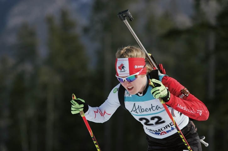Emma Lunder won silver at the IBU Cup biathlon sprint race in Canmore.
