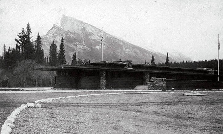 The Frank Lloyd Wright-designed pavilion at what is now the Banff Recreation Grounds.