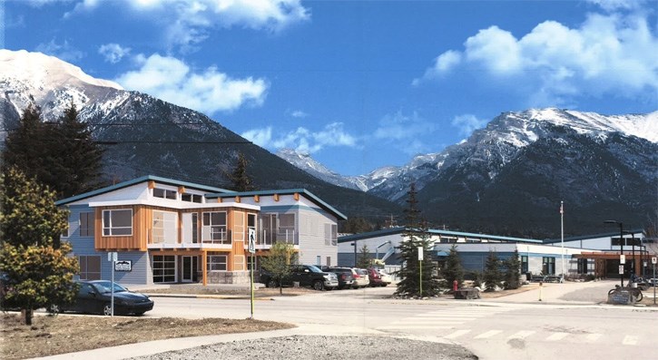 A rendering of a proposed second storey addtion to the CRPS office in Canmore.