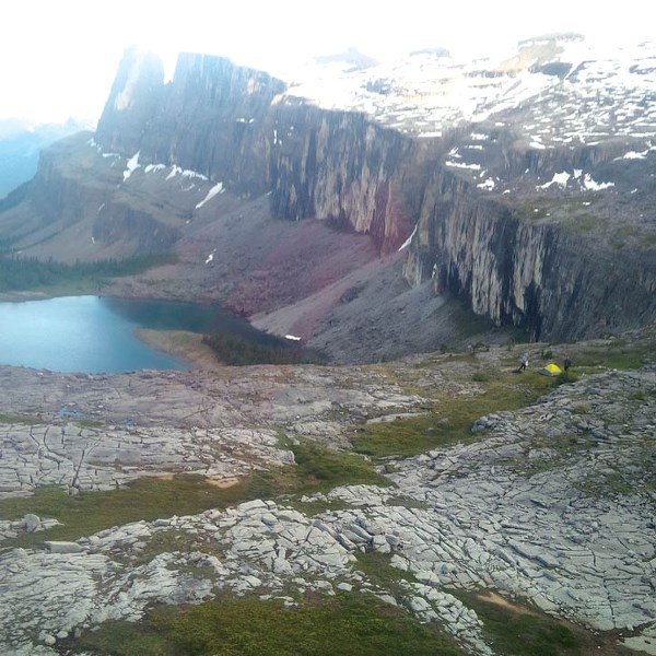 An image taken from Parks Canada helicopter near Rockbound Lake in Banff National Park of illegal campers.