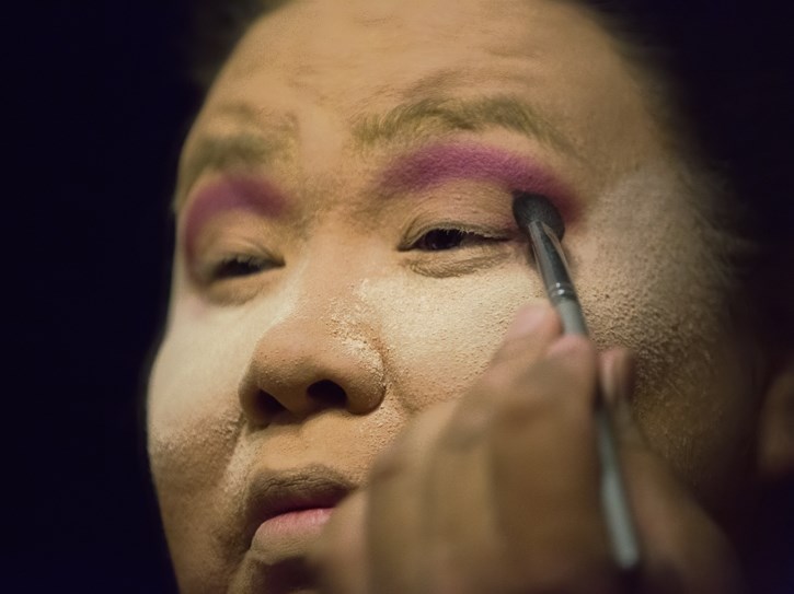 Morley Pride organizer and performer Argintina Hailey puts her game face on before the inaugural two-spirited event at the Stoney Nakoda Casino on Saturday (Aug. 27).