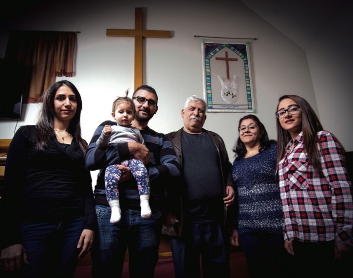 The Kahkejian family and members of the Bow Valley Syria Project at Ralph Connor United Church, Monday (Nov. 7).