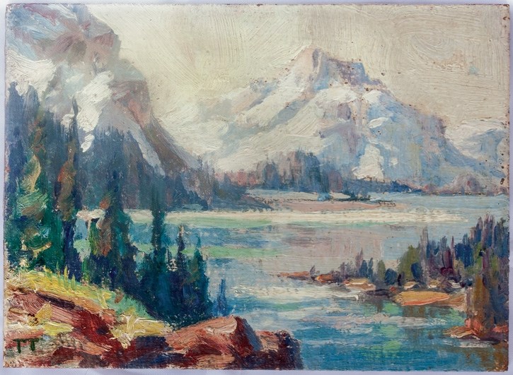 A sketch painting believed to be made by Canadian artist Tom Thomson of Hector Lake.