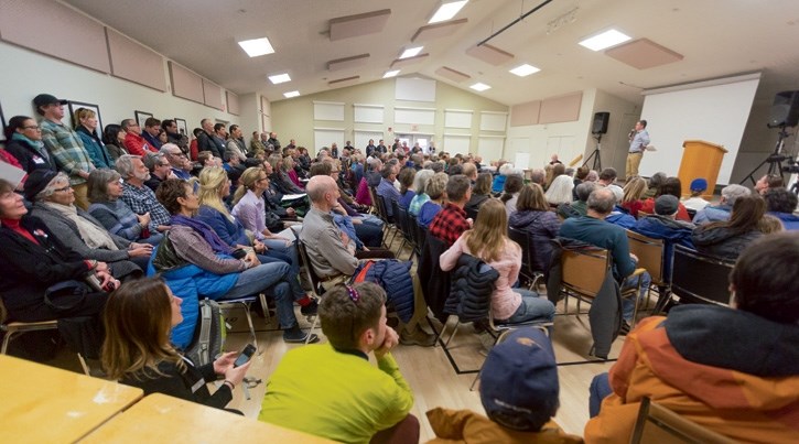 Bow Valley residents pack the Canmore Seniors Centre for a community conversation about development on Wednesday (March 22).