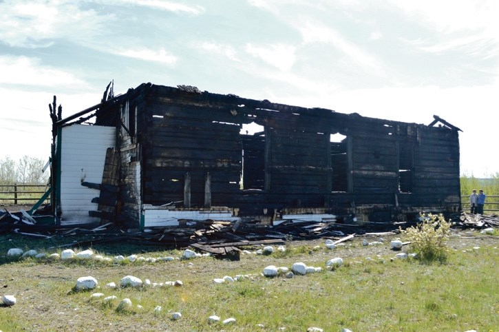 The burned out remains of McDougall Memorial Church.
