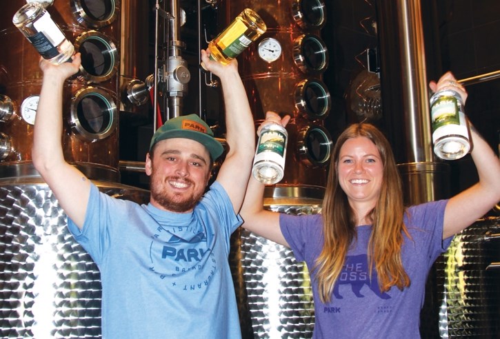 Master Distiller Matthew Hendriks and assistant distiller Breanne Johnston celebrate with some of the Park Distillery products which won internatinal SIP Awards.