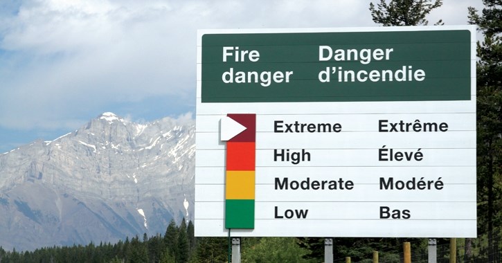 Banff forests are at an extreme level for fire danger after a couple of weeks of unseasonably warm weather.