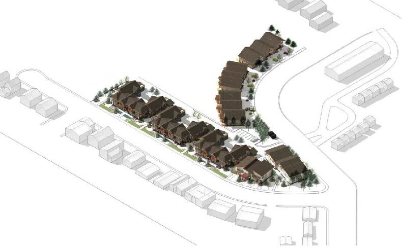 An image of the approved development along 17th Street and 11th Avenue in Canmore.