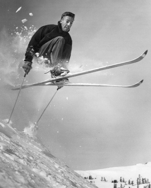 Eddie Hunter airborne in the early days of his ski career.