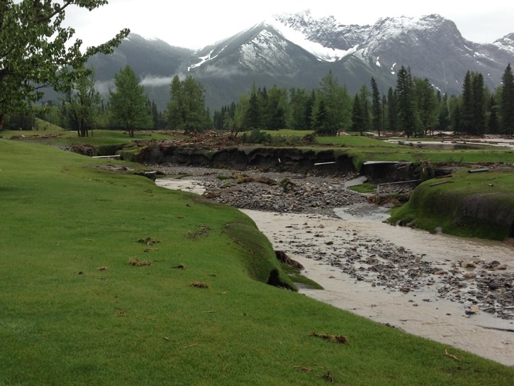 Damage from the 2013 flood on the Kananaskis golf course. The course is slated to open in spring 2018.