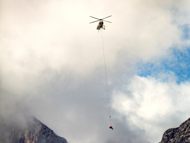 A 17-year-old male climber is rescued by Kananaskis Public Safety (KPS) Specialist Morgan Fungston at Mount Yamnuska in 2016. The mountain has continued to be a hotspot for