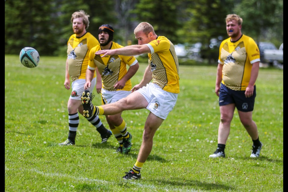 The Banff Bears take on the Lethbridge Rugby Club at the Banff Rec Grounds on Saturday (July 13). The Bears defeated Lethbridge 84-7. (Aryn Toombs/Rocky Mountain Outlook)
