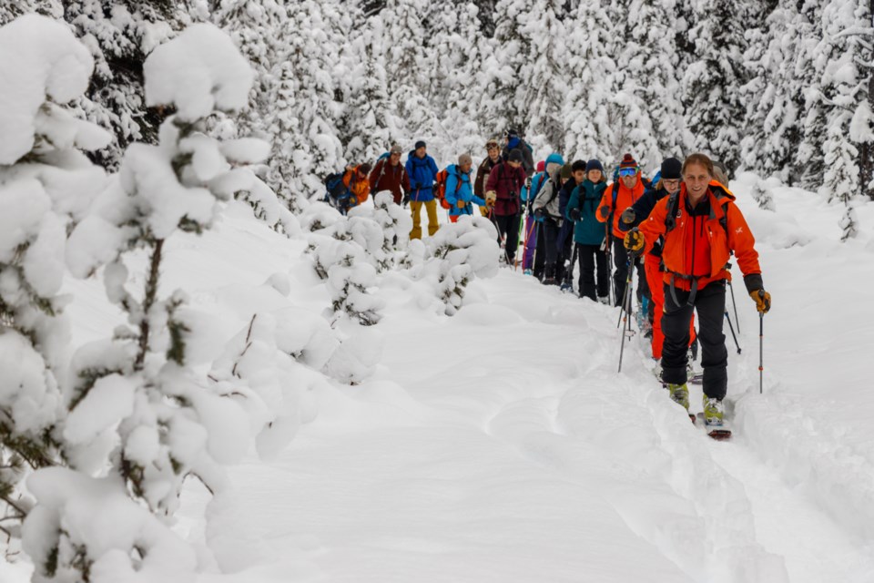 Avalanche Skills Training One course instructor Doug Latimer leads students on an excursion in the back country of Peter Lougheed Provincial Park on Sunday, Dec. 22, 2019. CHELSEA KEMP RMO PHOTO