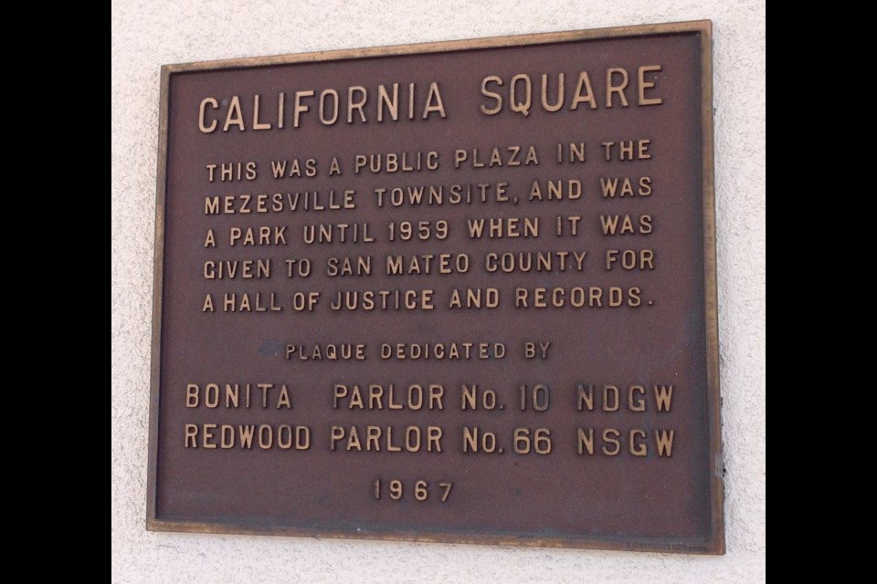 California Square Plaque on Hall of Justice wall
