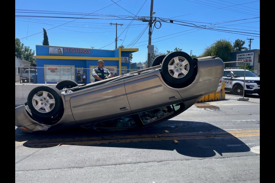 A man driving on Middlefield Road is unharmed after flipping his vehicle over in a solo crash Sunday afternoon