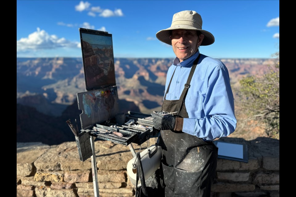 Redwood City resident and artist Mark Monsarrat paints at the Grand Canyon. Courtesy Off Madison Ave.