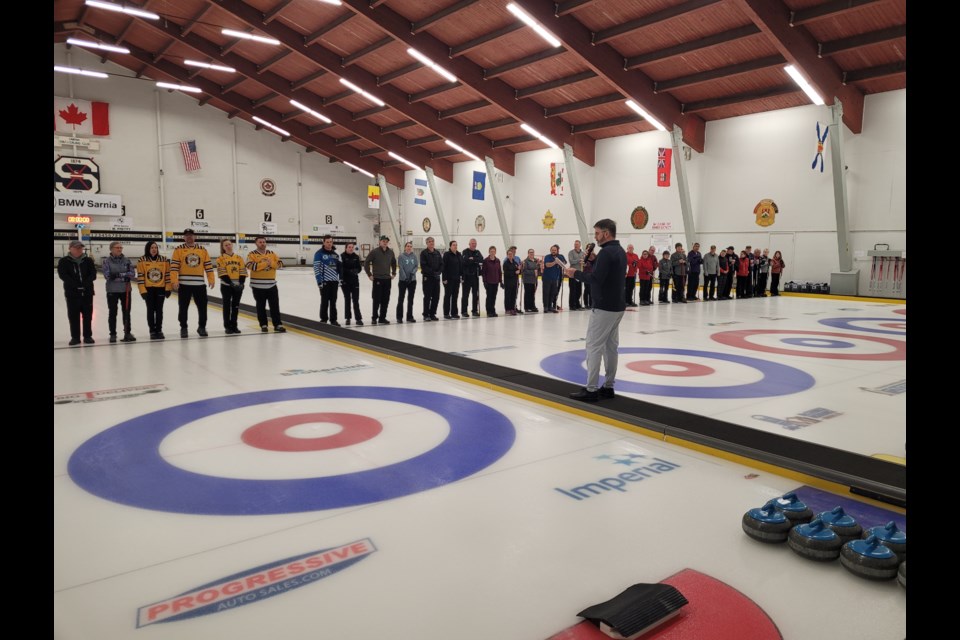 Final draw ceremony at the Sarnia Golf & Curling Club’s Mixed International Bonspiel.