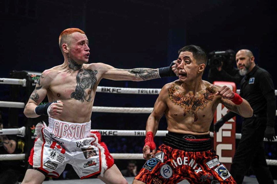 Sarnia native Devin Gibson, seen here in his last BKFC fight against Albert Inclan, is preparing for a much-anticipated fight on March 2 for the sport's Canadian debut.