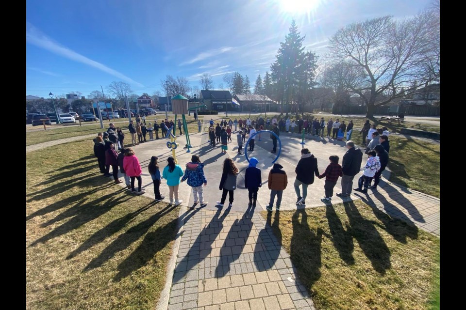 Students come together for the film's final shot.