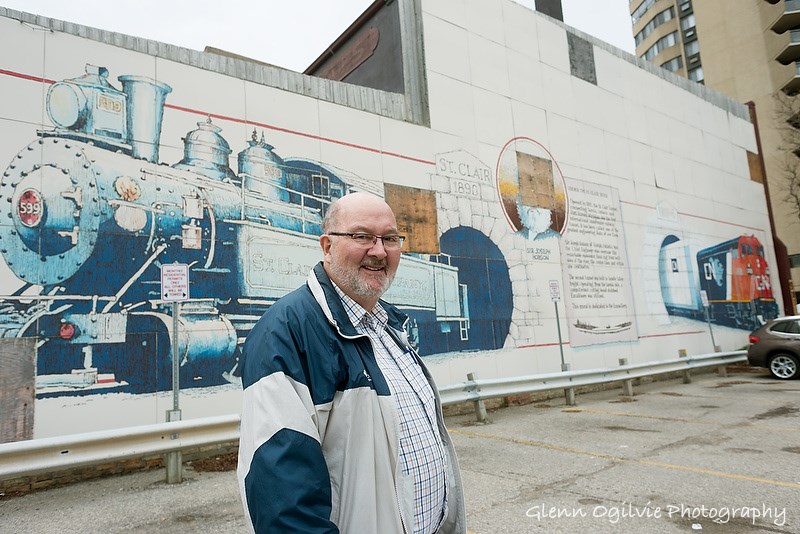 Wayne Wager, Sarnia Heritage Committee, CN Tunnel Mural, downtown Sarnia.